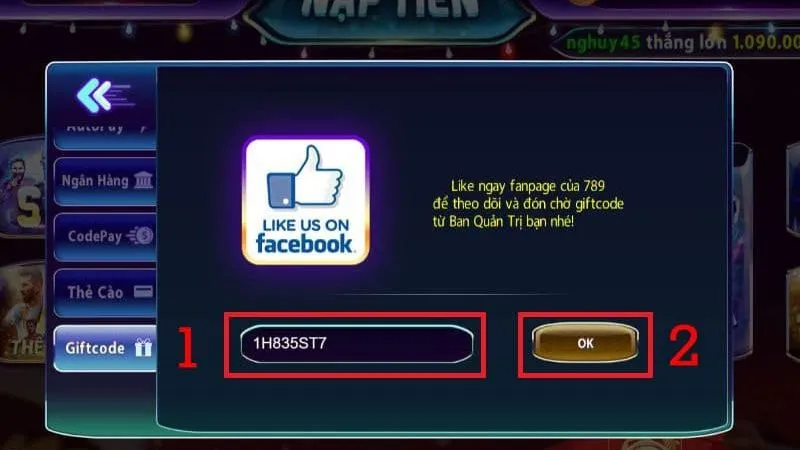 Cách nhập code 789Club