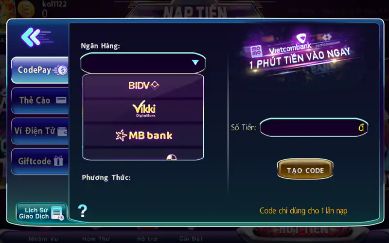 Hướng dẫn nạp tiền tại 789Club